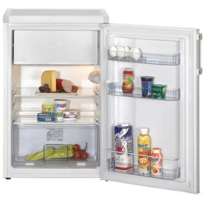 Amica Kühlschrank mit Gefrierfach KS 361 100 W | 108 l | Tischkühlschrank | Abtauautomatik | LED | 85 cm hoch | weiß
