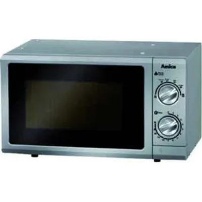 Amica Mikrowelle MW 13152 SI | Stand-Mikrowelle 17L | 700W | 6 Stufen | Auftaufunktion | Glasdrehteller 24,5cm | silber