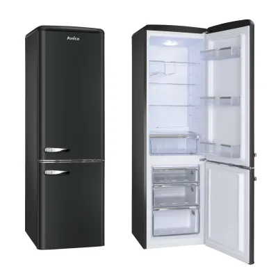 Amica Kühl-Gefrierkombination KGCR 387 102 MS | Retro Design | 244l | EEK C | 181x55x61,5cm | matt-schwarz