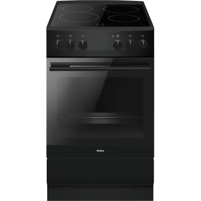 Amica Standherd SHC 11509 SM | Elektroherd 50cm | 68L | Glaskeramik 4 Zonen | Steam Clean | Energieklasse A | Schwarz