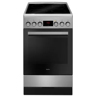 Amica SHC 903 001 E Standherd | Glaskeramik | 4 Kochzonen | Umluft | 65L | 50cm | Edelstahl Schwarz