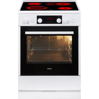 Amica SHC 914 100 W Standherd | 60 cm | Glaskeramik | 65l Backofen | Heißluft | Aqualytic | weiß