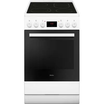 Amica Standherd Elektro SHC 903 001 W | 50cm Glaskeramik-Kochfeld | 65l Backofen | Umluft | Timer | Weiß
