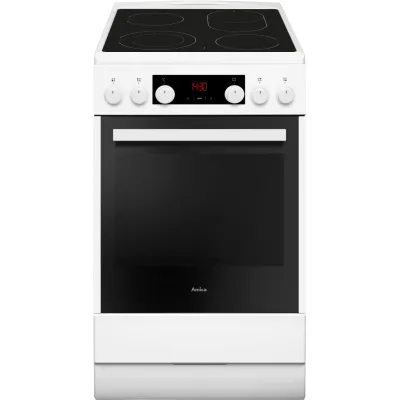 Amica Standherd SHC 904 100 W | Glaskeramik | 4 Kochzonen | 11 Funktionen | Aqualytic | 50 cm Weiß