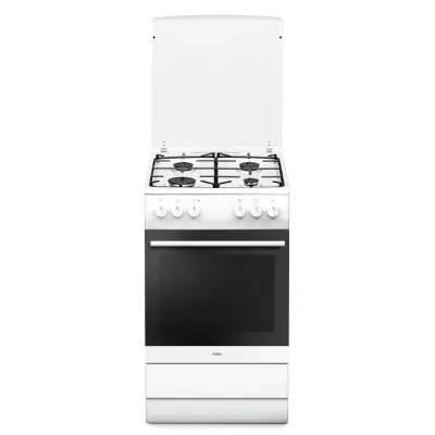 Amica SHEG 11557 W Gas-Elektro-Standherd | 4 Gas-Kochfelder | 69 l Backofen | Grill | Energieklasse A | weiß | 50 cm