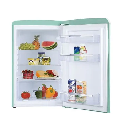 Amica Tischkühlschrank VKS 15623-1 M | Retro Design | 120 L | 87,5x55x61,5 cm | LED | Abtauautomatik | E | mint