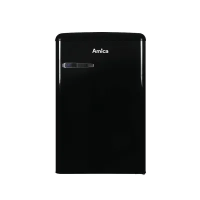 Amica Vollraum-Kühlschrank VKS 15624-1 S | Retro Design | 120 l | 88 cm hoch | LED | Abtauautomatik | schwarz