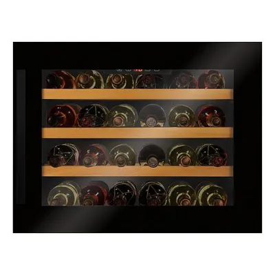 Amica Einbau-Weintemperierschrank WK 341 200 S | 24 Flaschen | 63l | 1 Temperaturzone | LED | Buche-Holzböden | Schwarz