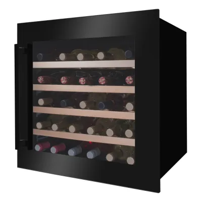 Amica Einbau-Weintemperierschrank WK 341 210 S | 90l | 40 Flaschen | 1 Temperaturzone | LED | Holzablagen | schwarz