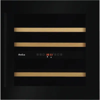 Amica Einbau-Weintemperierschrank WK 341 212 S | 2 Zonen | 75 L | 35 Flaschen | LED-Innenbeleuchtung | Glastür | Schwarz