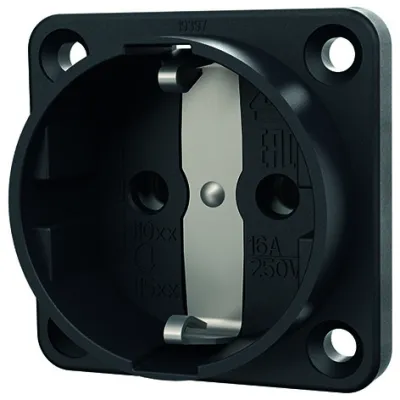 MENNEKES Schuko-Anbau-Steckdose 11512 | 16A 230V | Typ F CEE 7/3 | IP20 | 2-polig | Flansch 50x50 mm | schwarz