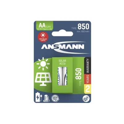 ANSMANN Akku Mignon AA NiMH Typ 850 | 1,2V | 800mAh | maxE | vorgeladen | geringe Selbstentladung | 2 Stück