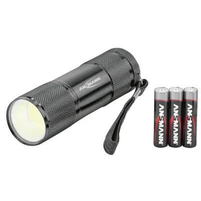 ANSMANN LED Mini-Taschenlampe | ACTION COB | 175 Lumen | 19m Reichweite | 6h Laufzeit | inkl. 3 AAA Batterien