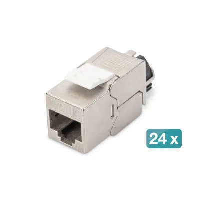 DIGITUS Keystone Modul DN-93617-24 | CAT 6A RJ45 geschirmt | werkzeugfreie Montage | 500 MHz | Set 24 Stück | Silber