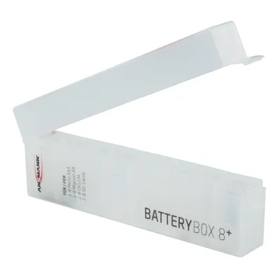 Ansmann Akkubox Mignon 4000033 | Batterie Aufbewahrungsbox für 8x AA/AAA/CR123A | erweiterbar | transparent
