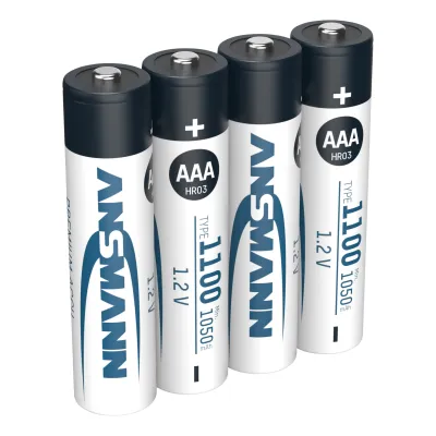Ansmann Akku Micro AAA 1100mAh 5035232 | NiMH wiederaufladbar | 4er Pack | hohe Kapazität | silber