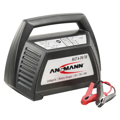 Ansmann Automatik-Ladegerät ALCT 6-24/10 | 6V/12V/24V | für Bleiakku, Blei-Gel, Blei-Vlies | 1A/5A/10A | Schwarz