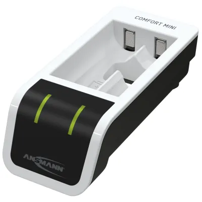 Ansmann Ladegerät Comfort Mini 1001-0091 | Schnell-Ladegerät für AA/AAA NiMH Akkus | USB | kompakt | weiß/schwarz