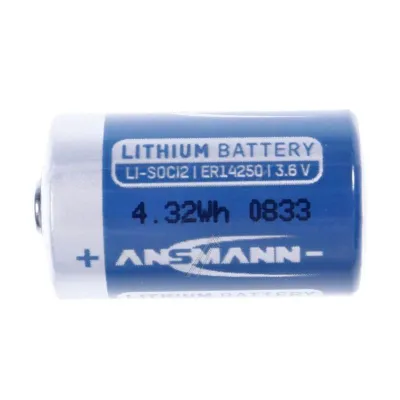 ANSMANN Lithium-Thionylchlorid Batterie ER14250 1/2AA | 3,6V | 1200mAh | Li-SOCl2 | für Alarmanlagen, Messgeräte