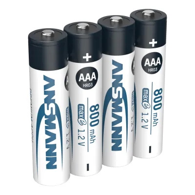 Ansmann Akku Micro AAA 5035042 | NiMH 800 mAh | vorgeladen | geringe Selbstentladung | 4er Pack | silber