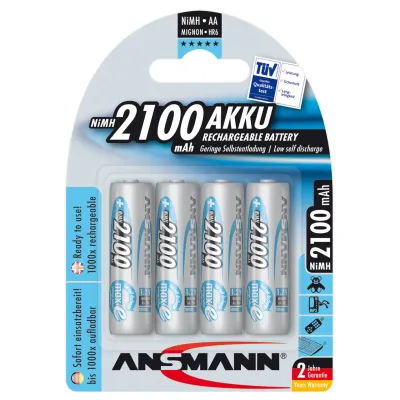 Ansmann Akku Mignon AA 2100mAh NiMH 4er Blister | vorgeladen | geringe Selbstentladung | 1000x wiederaufladbar