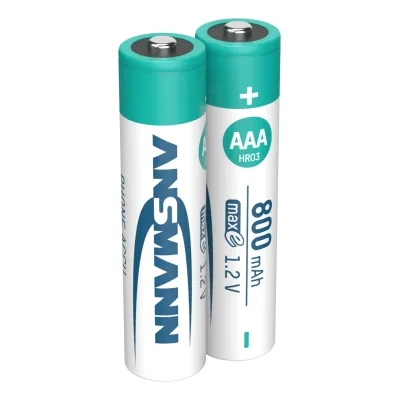 Ansmann Akku Micro AAA 800mAh 1,2V NiMH 5035332 | DECT Telefon | geringe Selbstentladung | 2er Blister | silber