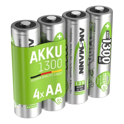 Ansmann AA Mignon Akku 1300mAh NiMH | maxE Technologie | geringe Selbstentladung | 4er Pack | wiederaufladbar