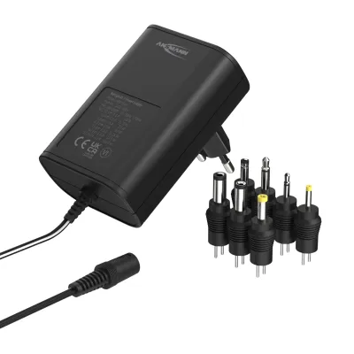 Ansmann Universal-Netzteil APS 1500 1201-0024 | 3–12V DC | 1,5A | 18W | 7 Adapter | stabilisiert | schwarz