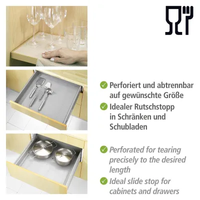 WENKO Anti-Rutsch-Matte 47045100 | Schubladeneinlage perforiert | 50x150 cm | zuschneidbar | transparent | Kunststoff