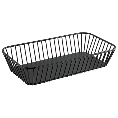 APS Metallkorb Urban 30417 | Obstkorb Gemüsekorb Brotkorb | Metall schwarz | 32,5 x 17,6 x 7,5 cm | Antirutsch-Füße