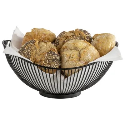 APS Obstkorb / Brotkorb 30424 SVART | Metall Gitterkorb | stapelbar | robust & pflegeleicht | 29,5x25,5x13,5 cm