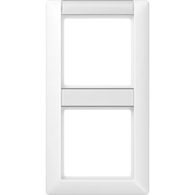 JUNG Rahmen 2-fach AS582NAWW | Abdeckrahmen mit Schriftfeld | senkrecht | IP44 | Duroplast glänzend | alpinweiß