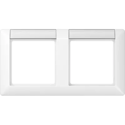 JUNG Rahmen 2-fach AS5820NAWW | Abdeckrahmen mit Schriftfeld | waagerecht | IP44 | Duroplast | alpinweiß