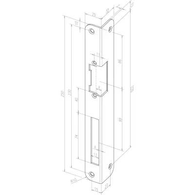 Assa Abloy Effeff Winkelschließblech 32435-05 | für elektrische Türöffner | 250x25x2mm | Edelstahl | DIN rechts | Silber