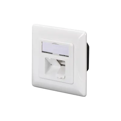 DIGITUS Anschlussdose DN-9007-S-1 | CAT 6A Netzwerkdose | 2x RJ45 LSA geschirmt | Aufputz vertikal | reinweiß RAL 9003