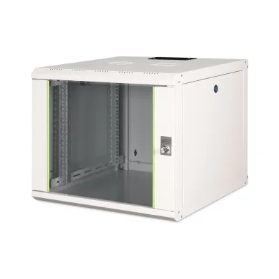 DIGITUS 9HE 19 Zoll Wandgehäuse DN-19 09U-6/6 | Netzwerkschrank | H509xB600xT600mm | Glastür | Stahl | IP20 | grau