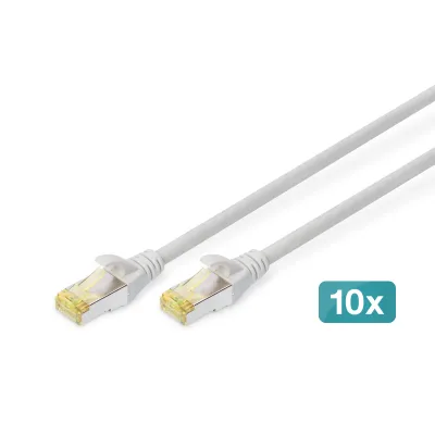 DIGITUS Patchkabel CAT 6A S/FTP DK-1644-A-005-10 | 0,5m | 10 Stück | RJ45 | Kupfer | LSZH | PoE+ geeignet | grau