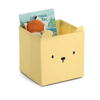 ZELLER PRESENT Aufbewahrungsbox Bär 14491 | Spielzeugkiste Kinderzimmer | 28x28x28cm | Musselin Baumwolle | faltbar