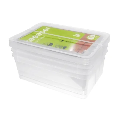 keeeper Aufbewahrungsbox Bea 3er Set | Stapelbox 11l | Air Control System | 39x26,5x14cm | Transparent | BPA-frei