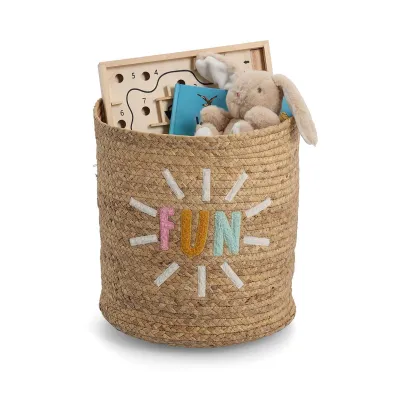 ZELLER PRESENT Aufbewahrungskorb Fun 14522 | Spielzeugkorb Kinderzimmer | Ø35x34cm | Wasserhyazinthe | Handgeflochten