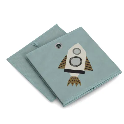 ZELLER PRESENT Aufbewahrungsbox Rocket 14499 | Spielzeugbox Kinderzimmer | Vlies faltbar 28x28x28 cm | petrol