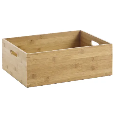 Zeller Aufbewahrungskiste 13341 | Bambusbox mit Griffen | Aufbewahrungsbox Holz | 40x30x14 cm | natur