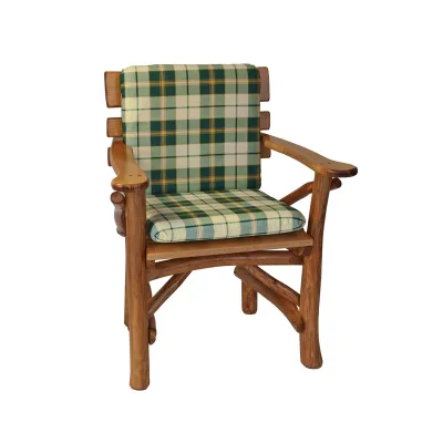 Auflage BOSTON für Gartenstuhl | 48x88x7cm | kariert grün/beige | abnehmbar | Baumwolle/Polyester | waschbar