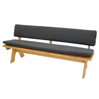 FRG Auflagenset für 4-Sitzer Gartenbank | 2-teilig | 195x42 cm Sitzkissen | 195x30 cm Rückenkissen | Outdoor | anthrazit