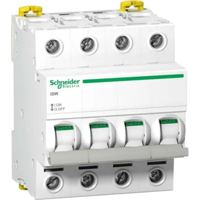 Schneider Electric Lasttrennschalter A9S65492 iSW | 4-polig | 125A | 240V AC | Acti9 Serie | IP20 | weiß
