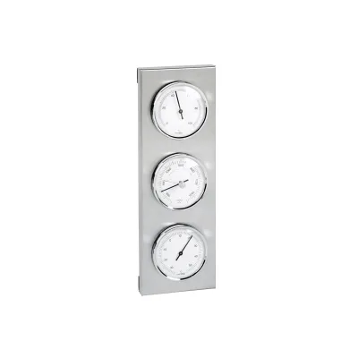 TFA Dostmann Außenwetterstation 20.2034.02 | Thermometer, Barometer, Hygrometer | Edelstahl | 28x9,5 cm | silber