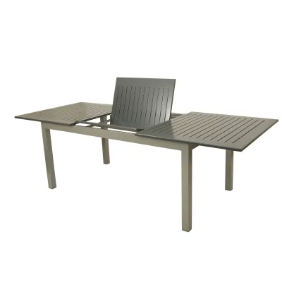 FRG Ausziehtisch Bajazzo | XXL Gartentisch ausziehbar 174-224x100 cm | Aluminium pulverbeschichtet | Hellgrau/Dunkelgrau