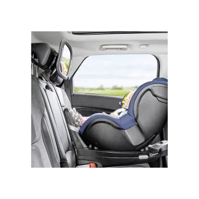 reer Auto-Sicherheitsspiegel BabyView | Rücksitzspiegel mit LED & Fernbedienung | bruchsicher | 29x24 cm