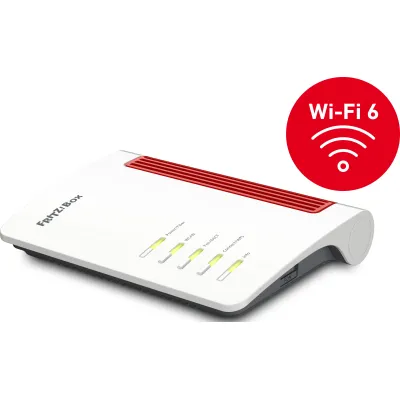 AVM Glasfaser-Router FRITZ!Box 5530 Fiber | Wi-Fi 6 | 3 GBit/s | 2,5-Gigabit-LAN | DECT | Mesh | SFP AON/GPON | Weiß