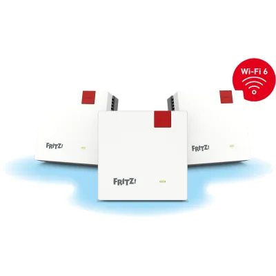 AVM FRITZ!Mesh Set 1600 3er-Pack | WLAN Mesh System | 3x FRITZ!Repeater 1200 AX | WiFi 6 | bis 3000 MBit/s | Weiß/Grau